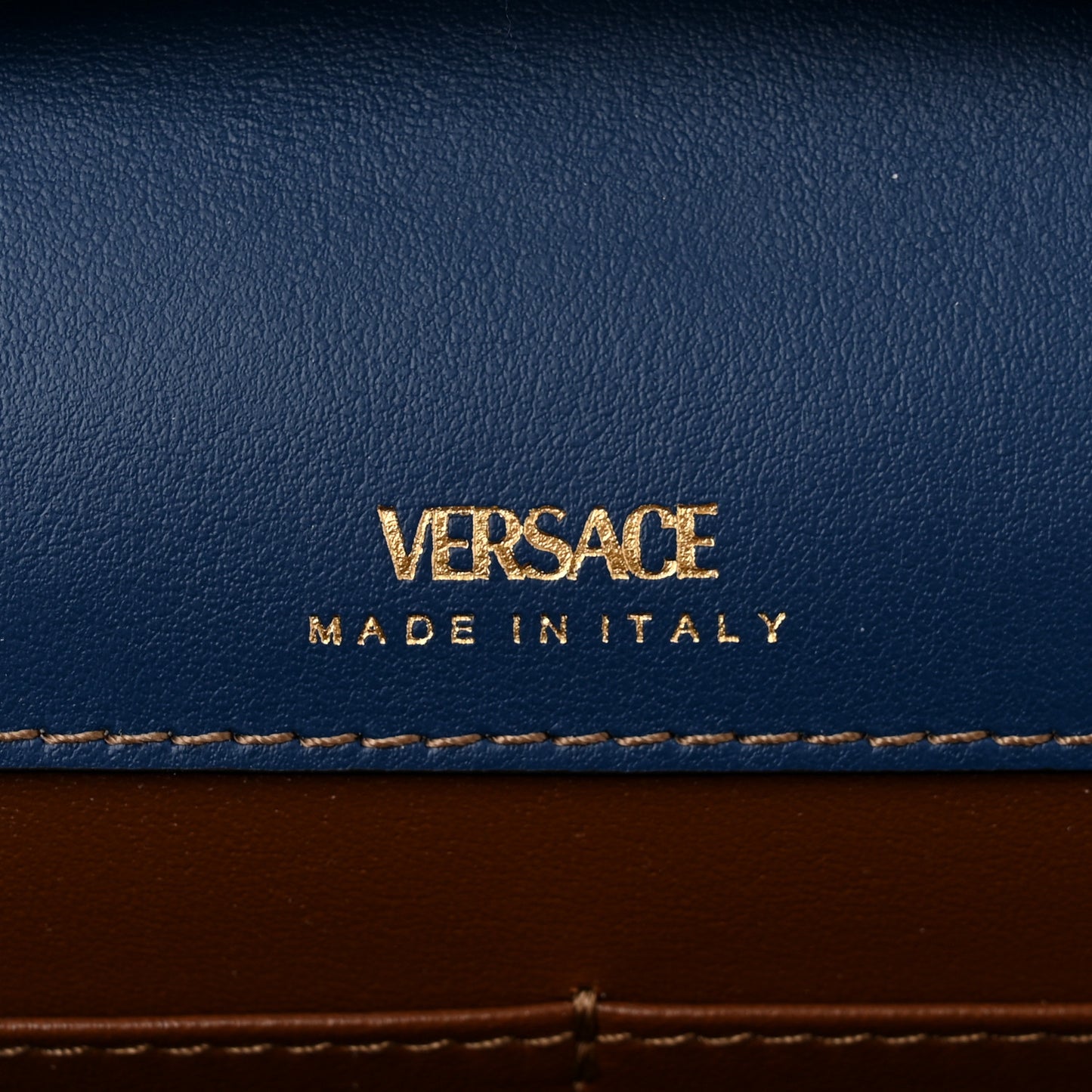 Denim La Medusa Wallet On Strap Navy Blue