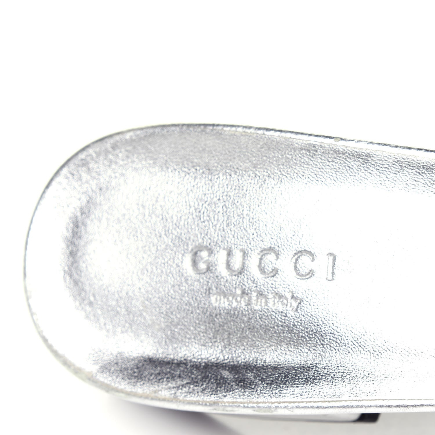 Gucci Metallic Nappa Crystal Maxine Horsebit Slide Sandals 37.5 Silver 8 of 12
