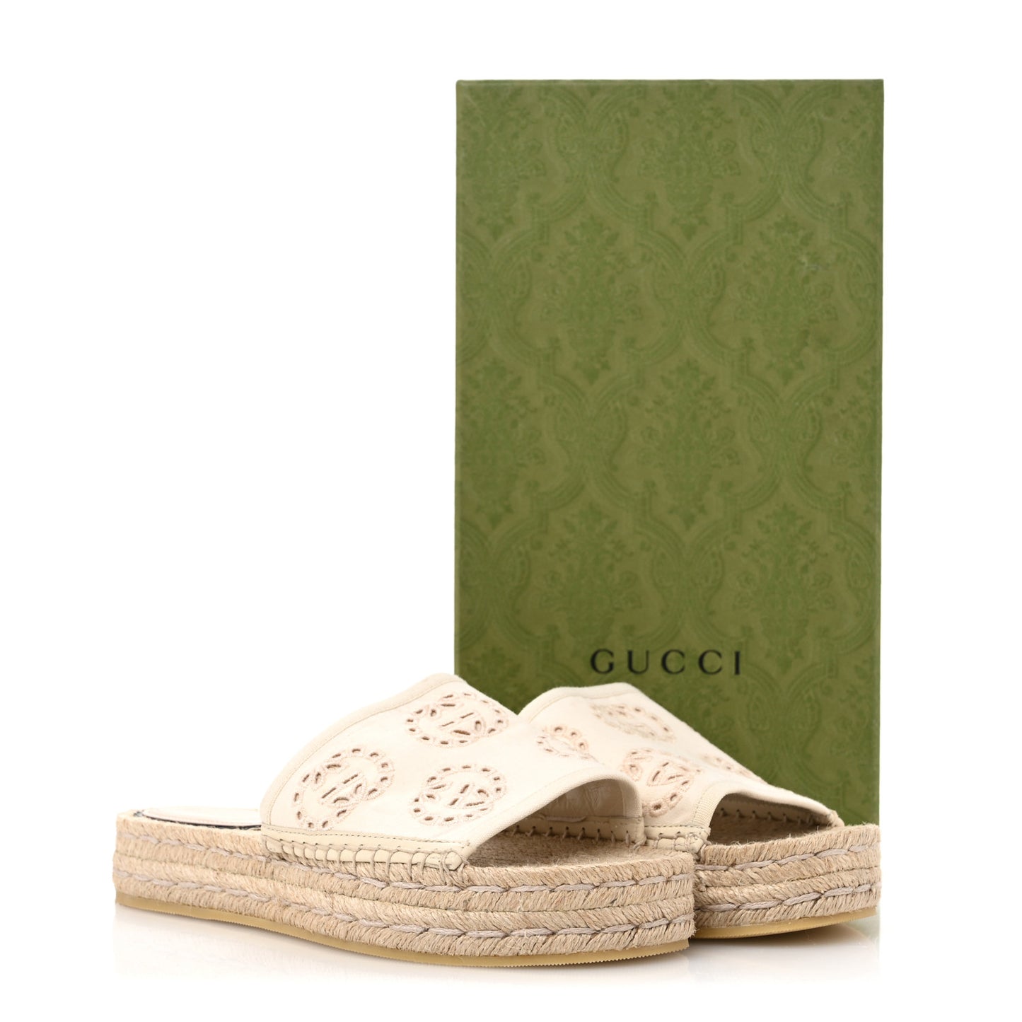 Canvas Interlocking G Damita Espadrille Sandals 38 Natural