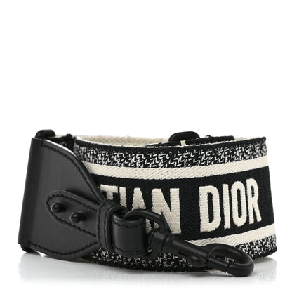 Christian Dior Canvas Embroidered Shoulder Strap Black Ultramatte 1 of 6