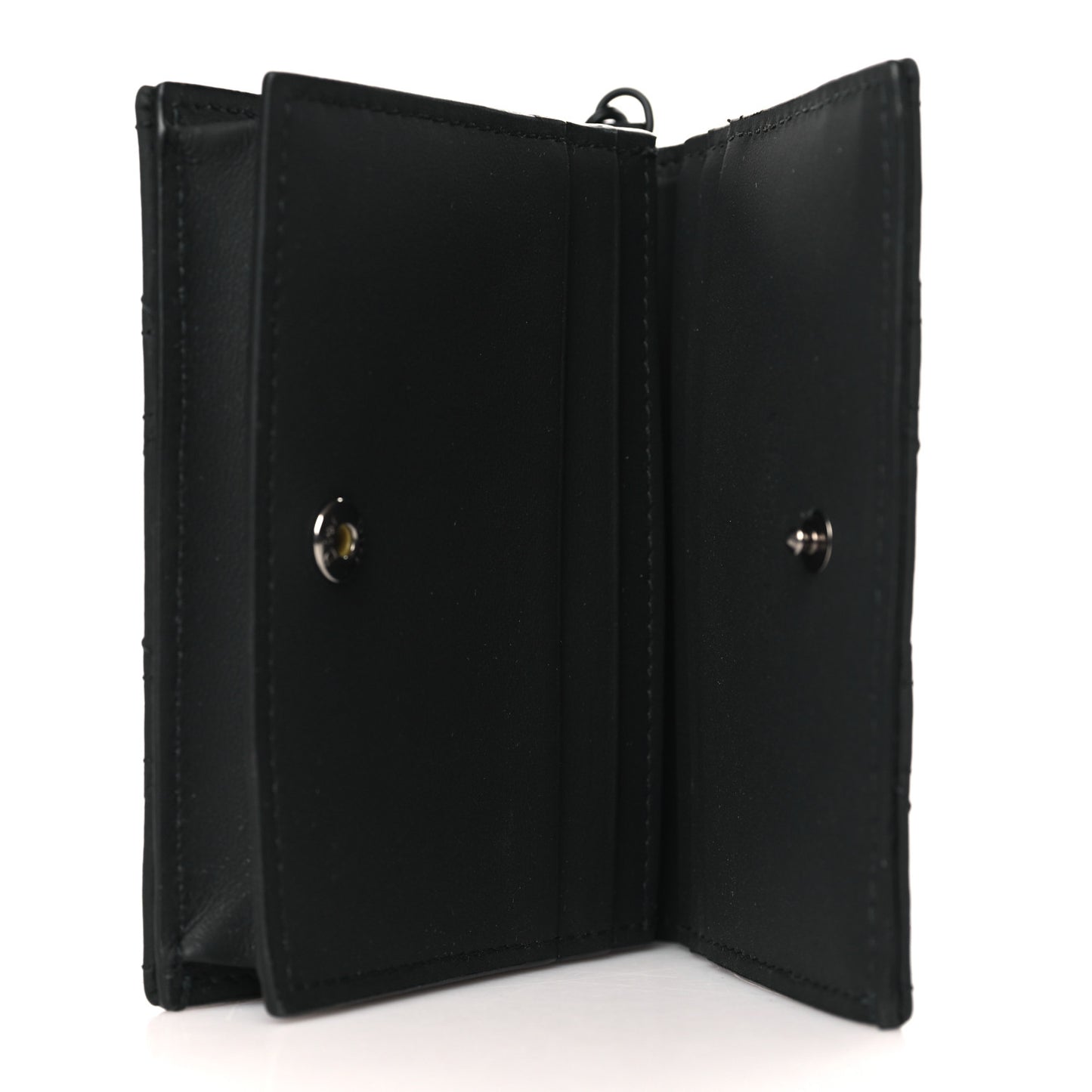 Calfskin Cannage Mini Lady Dior Wallet Black