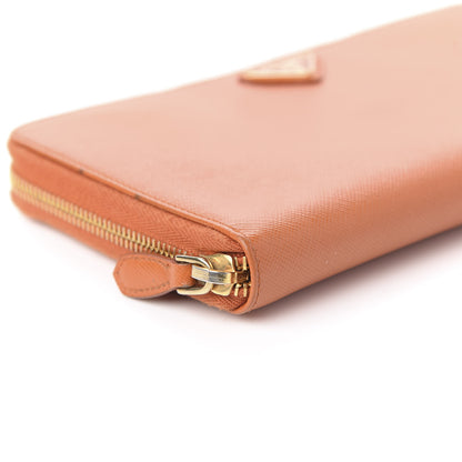 Prada Saffiano Metal Large Zip Around Travel Wallet Papaya 6 of 9