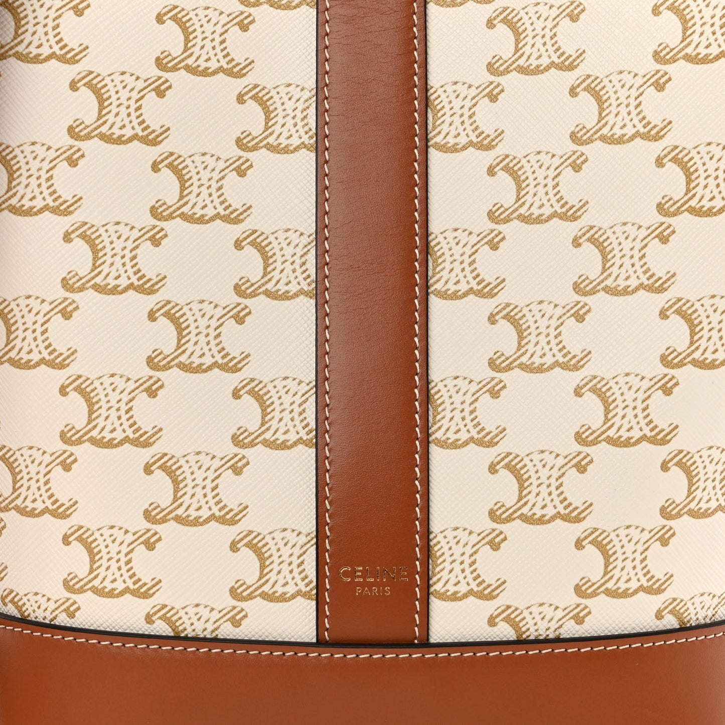 Triomphe Canvas Calfskin Small Bucket Bag White
