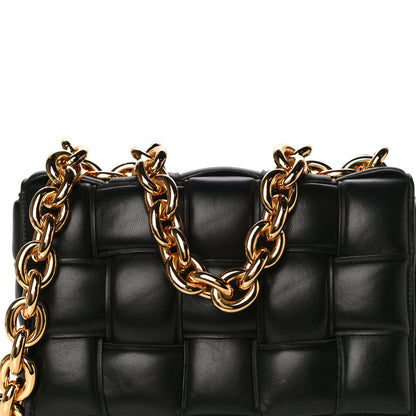 Bottega Veneta Lambskin Maxi Intreccio Padded Chain Cassette Crossbody Bag Black 8 of 16