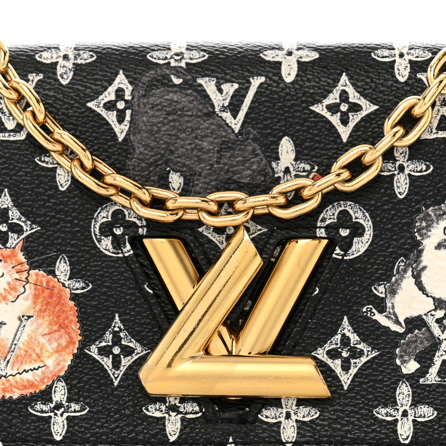 Catogram Twist Chain Wallet Black