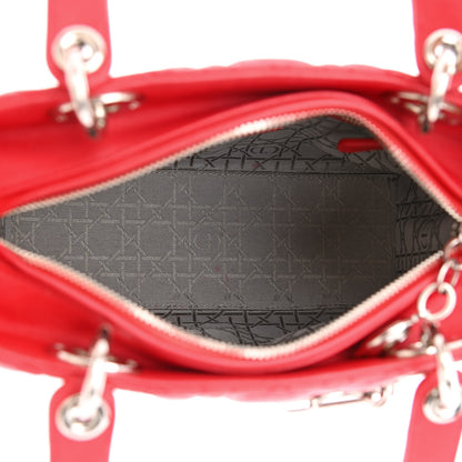 Christian Dior Lambskin Cannage Medium Lady Dior Red 5 of 14