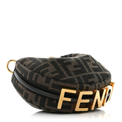 Fendi Fabric Jacquard FF 1974 Nano Fendigraphy Hobo Charm Tobacco Moro 4 of 10