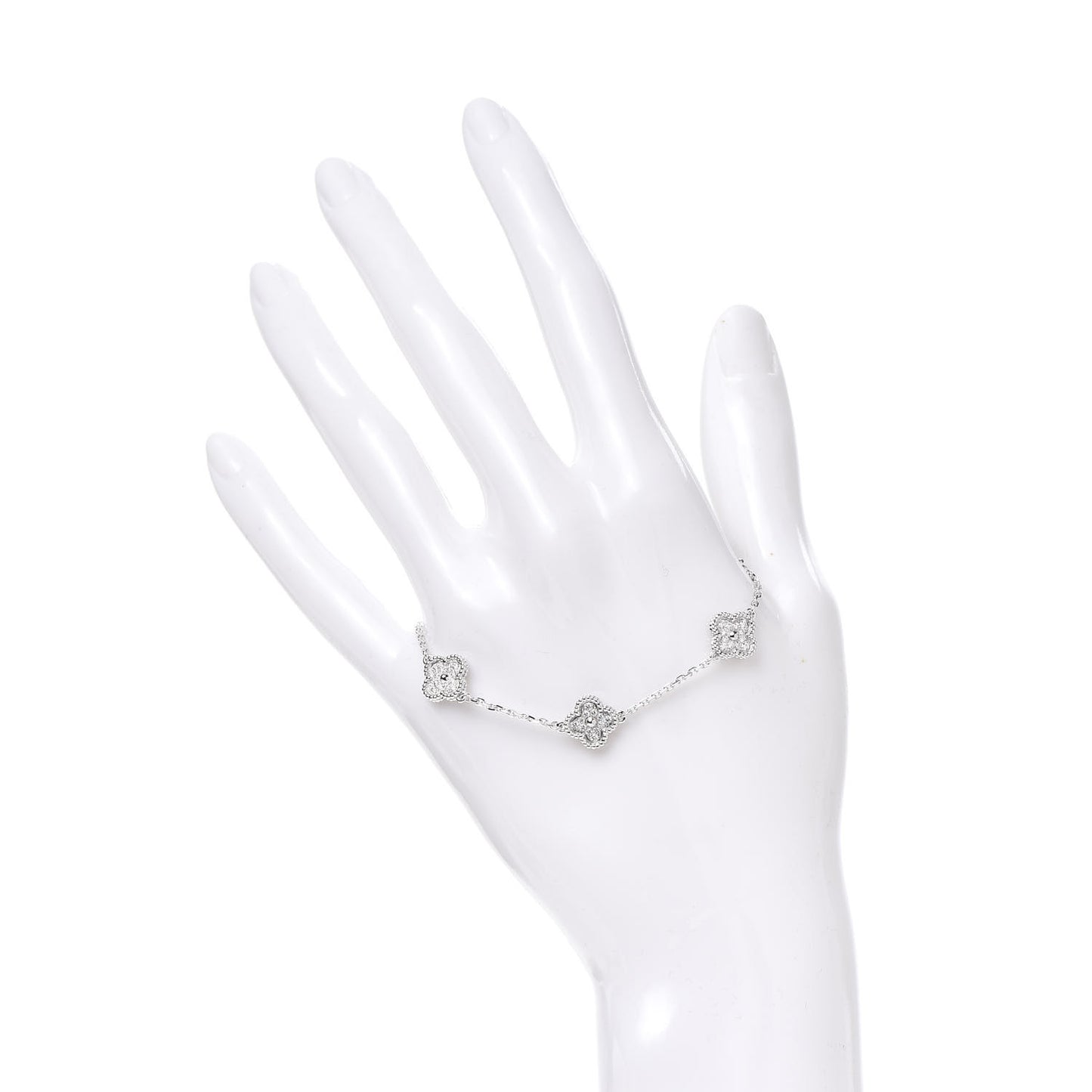 18K White Gold Diamond 6 Motifs Sweet Alhambra Bracelet