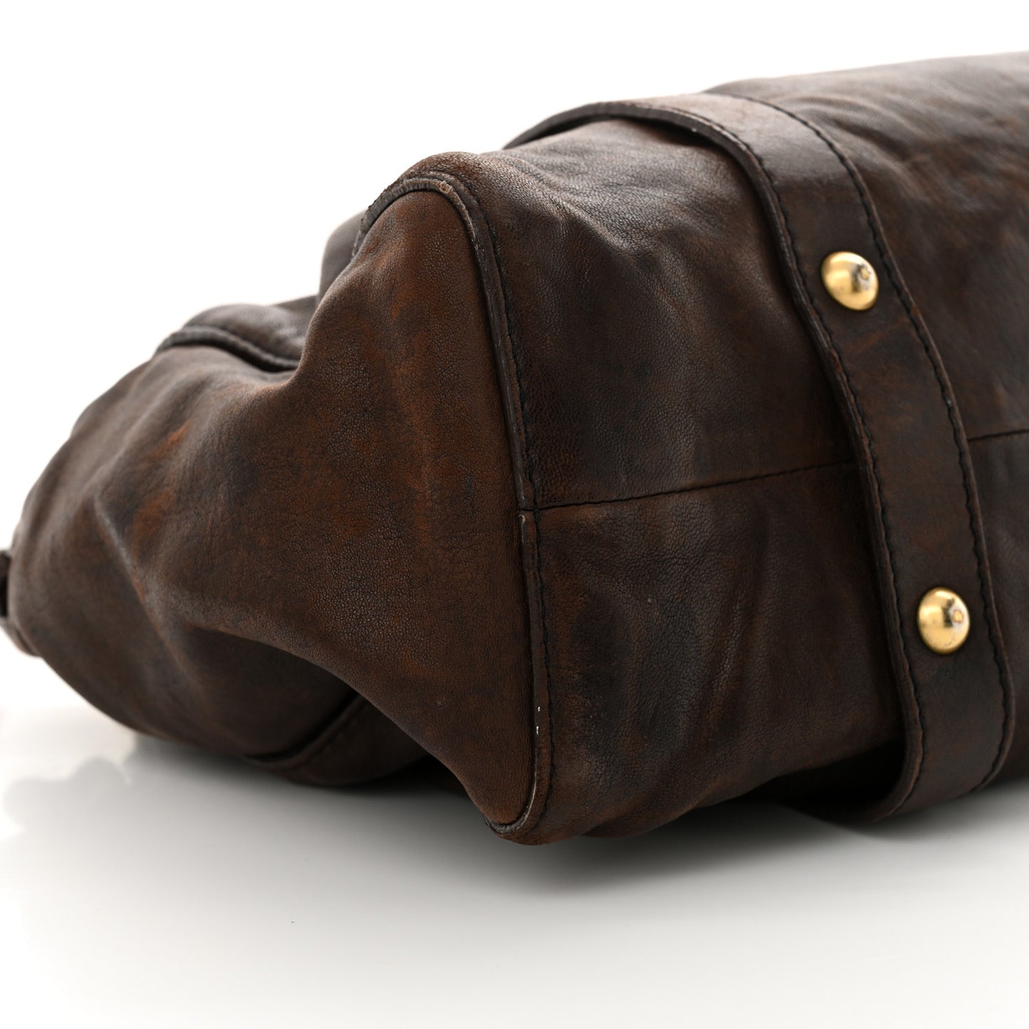 Vitello Lux Gathered Tote Brown