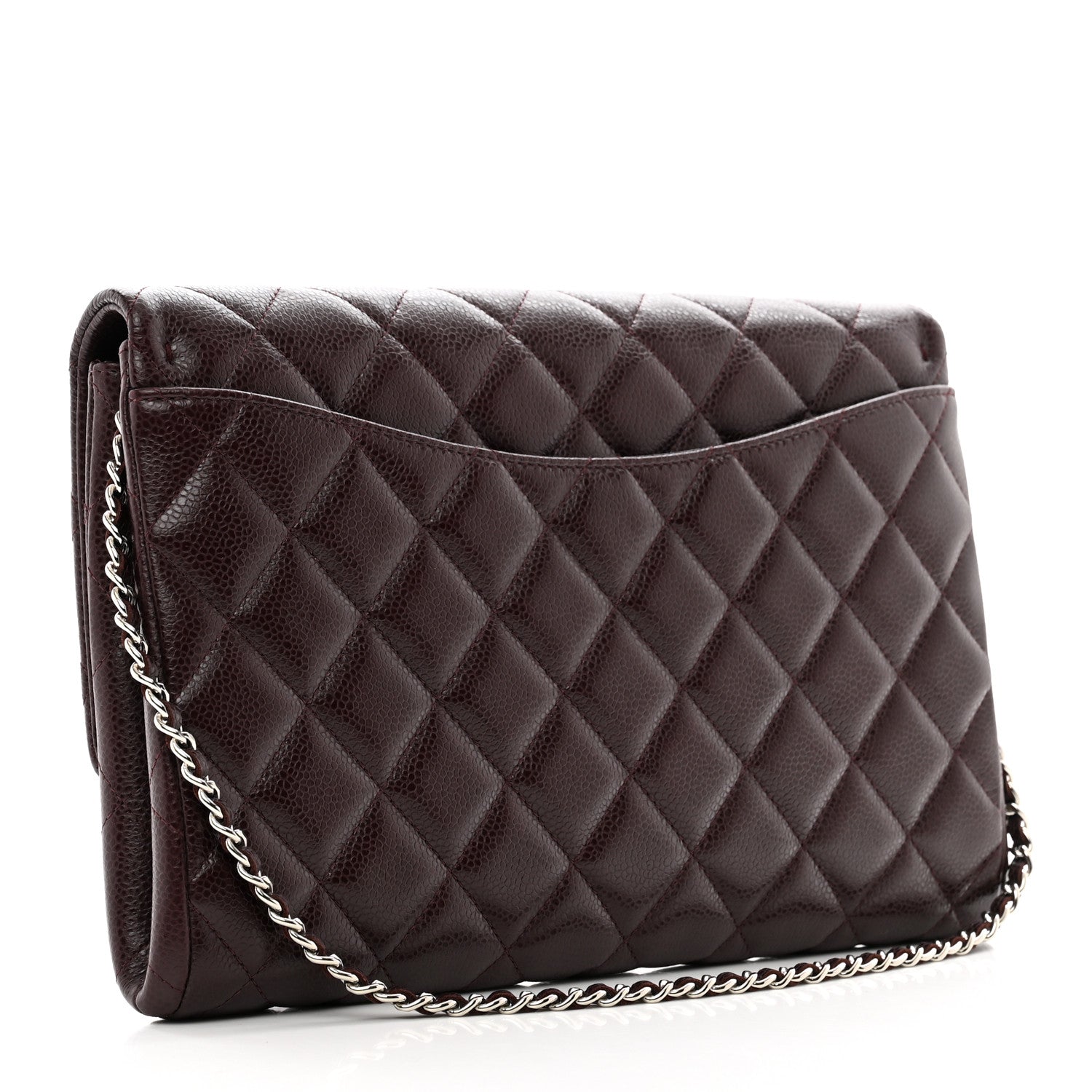 Chanel Caviar Quilted Clutch With Chain Flap Burgundy 3 of 10