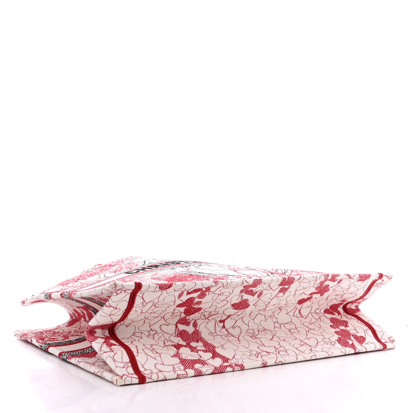 Canvas Embroidered Large Dioramour D-Royaume Book Tote Red Multicolor