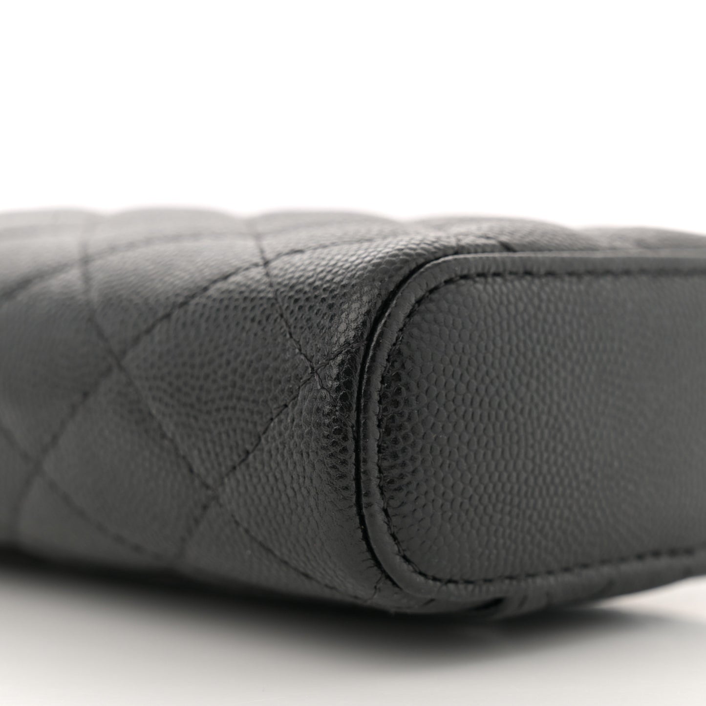 Caviar Quilted Phone Holder With Chain Black