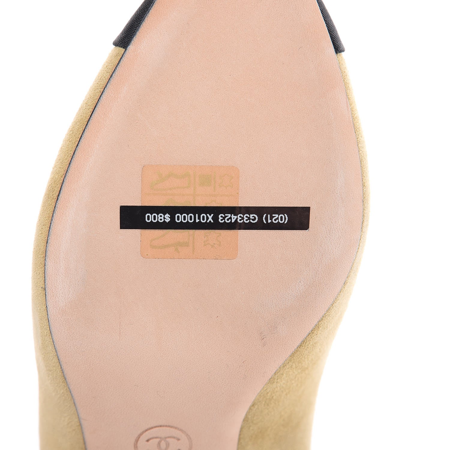 Chanel Kid Suede Grosgrain Cap Toe Pumps 38 Beige Black 8 of 11