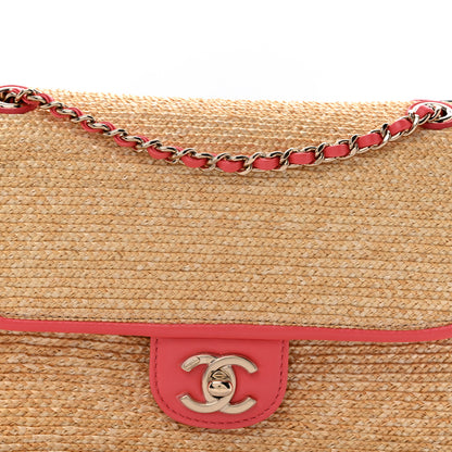 Chanel Raffia Lambskin Small Flap Bag Beige Coral 8 of 10