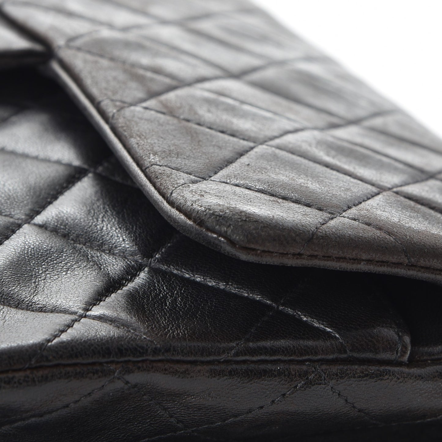 Lambskin Quilted Medium Double Flap Black
