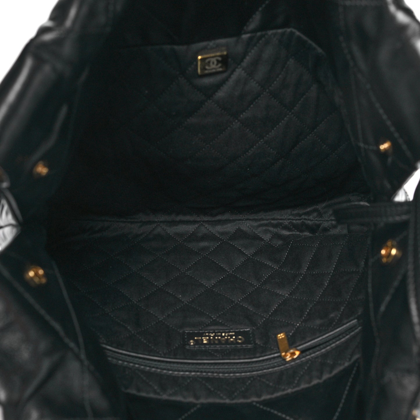 Shiny Calfskin Quilted Small Chanel 22 Black