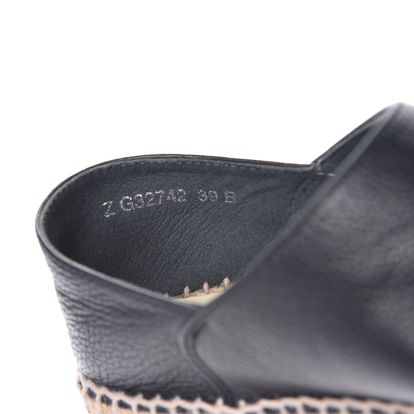 Grained Calfskin CC Espadrilles 39 Black Navy