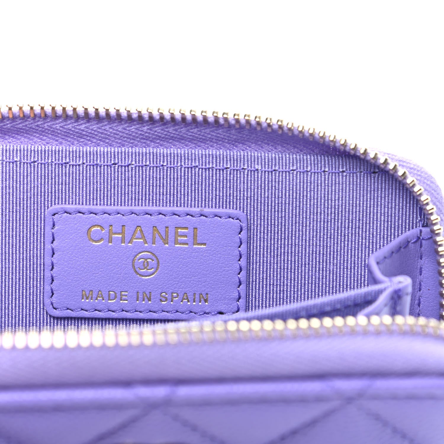 Chanel Caviar Quilted Zip Around Coin Purse Wallet Purple 7 of 9