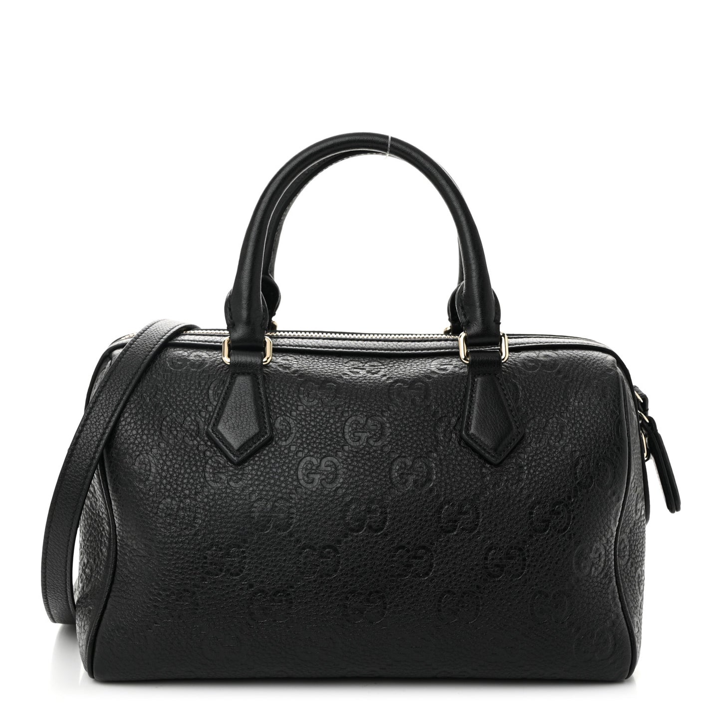 Calfskin GG Emblem Small Top Handle Bag Black