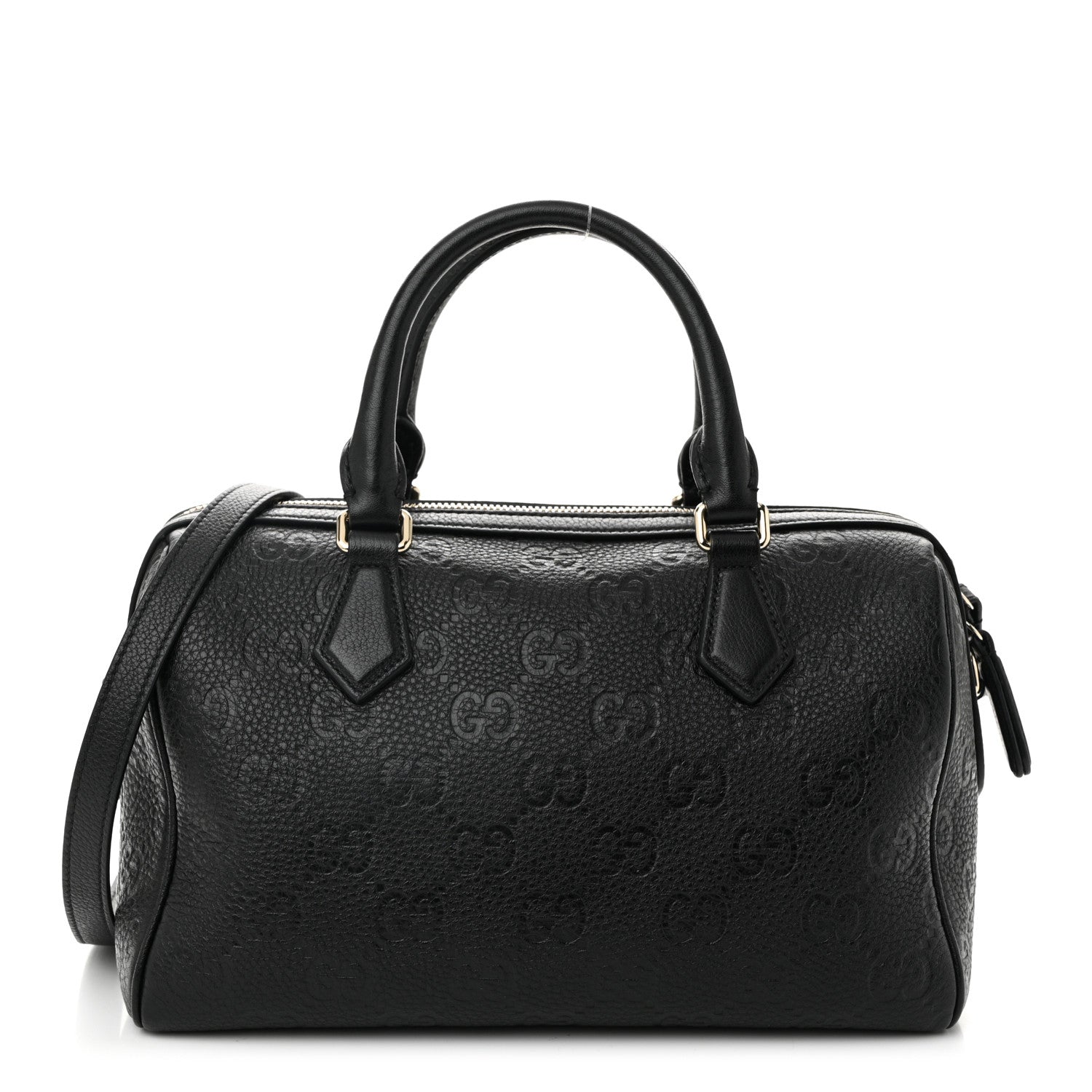 Gucci Calfskin GG Emblem Small Top Handle Bag Black 1 of 10