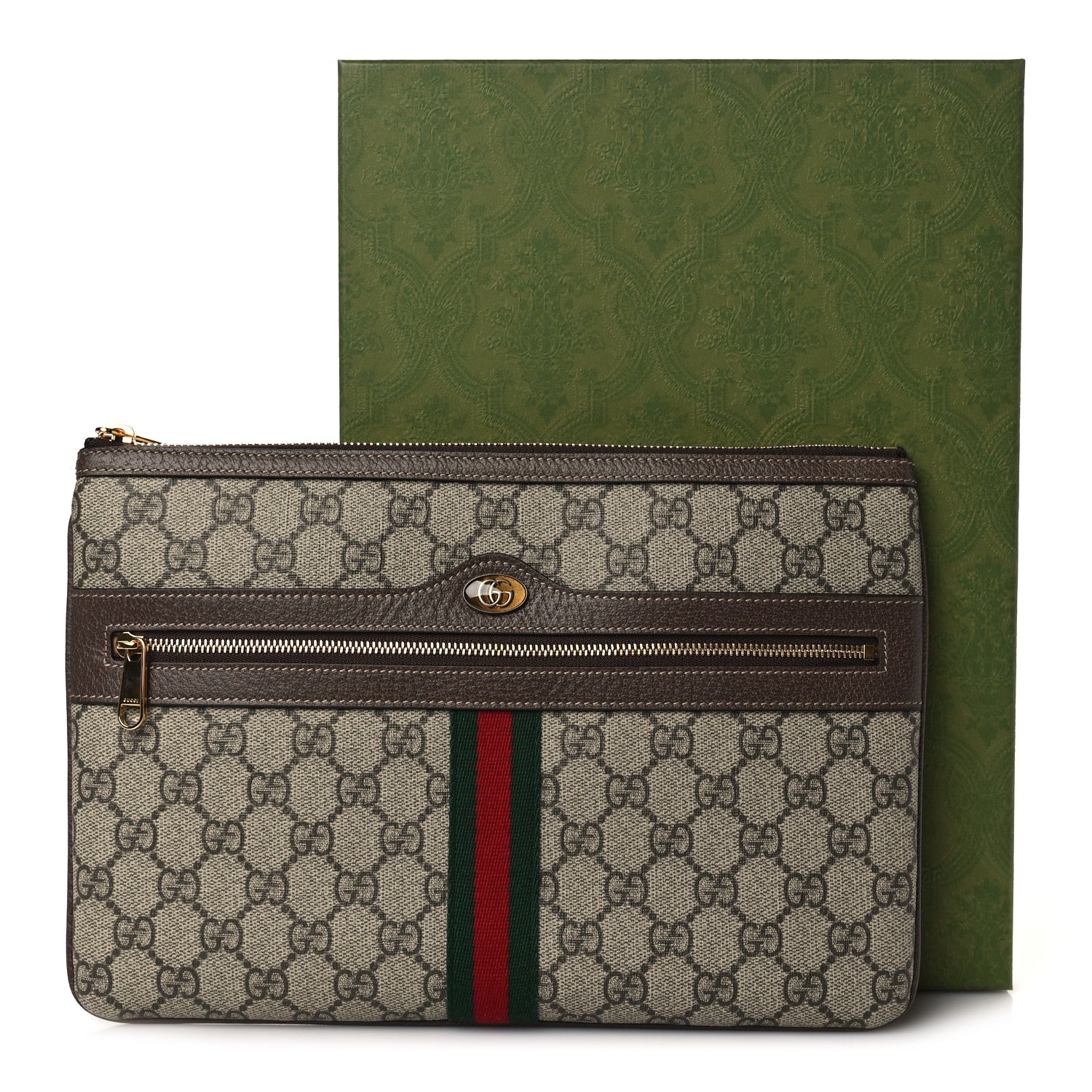 Gucci GG Supreme Monogram Large Ophidia Pouch Clutch Brown 8 of 8