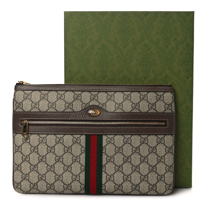 Gucci GG Supreme Monogram Large Ophidia Pouch Clutch Brown 8 of 8