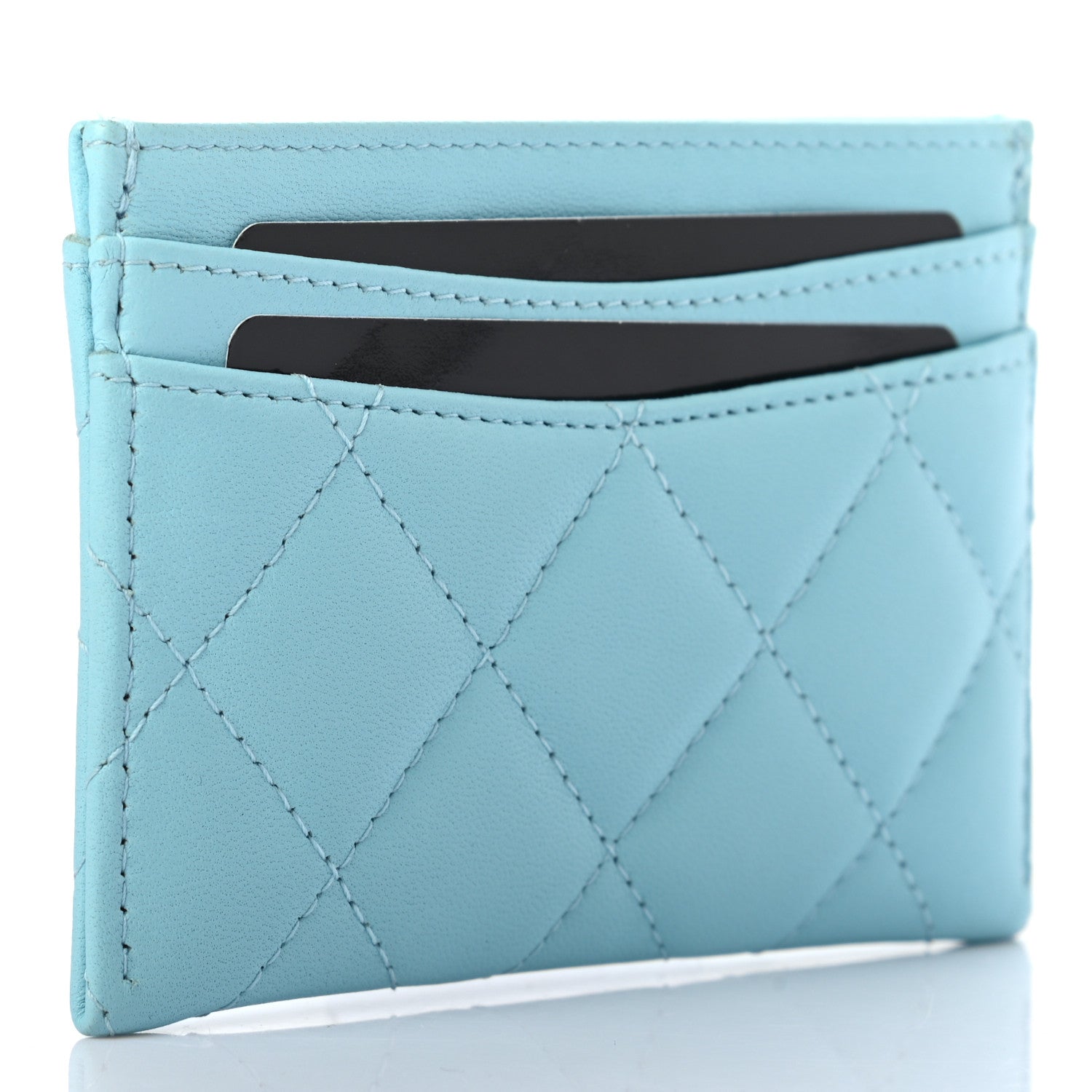 Chanel Lambskin Quilted Card Holder Light Blue 3 of 8