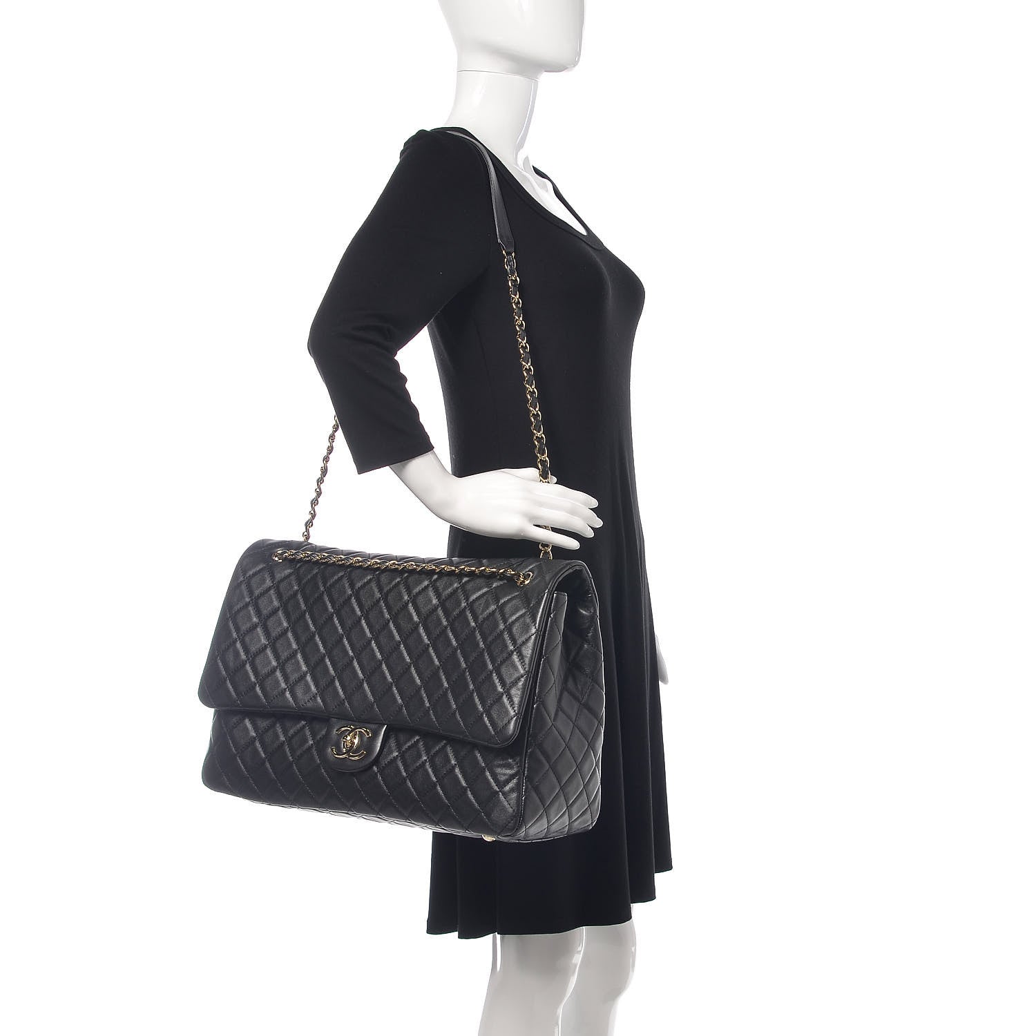 Chanel Calfskin Quilted XXL Travel Flap Bag Black 2 of 10