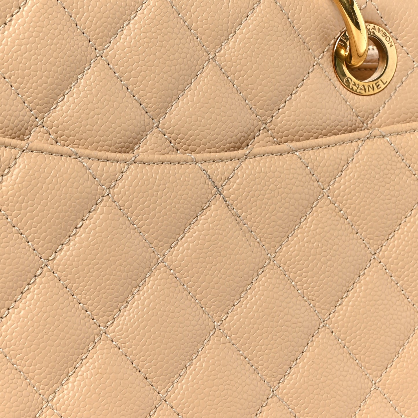 Caviar Quilted Grand Shopping Tote GST Beige Clair