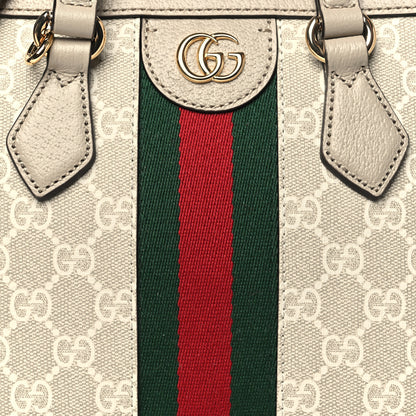 Gucci GG Supreme Monogram Textured Dollar Calfskin Web Small Ophidia Tote Bag Beige Mystic White Oatmeal 8 of 10
