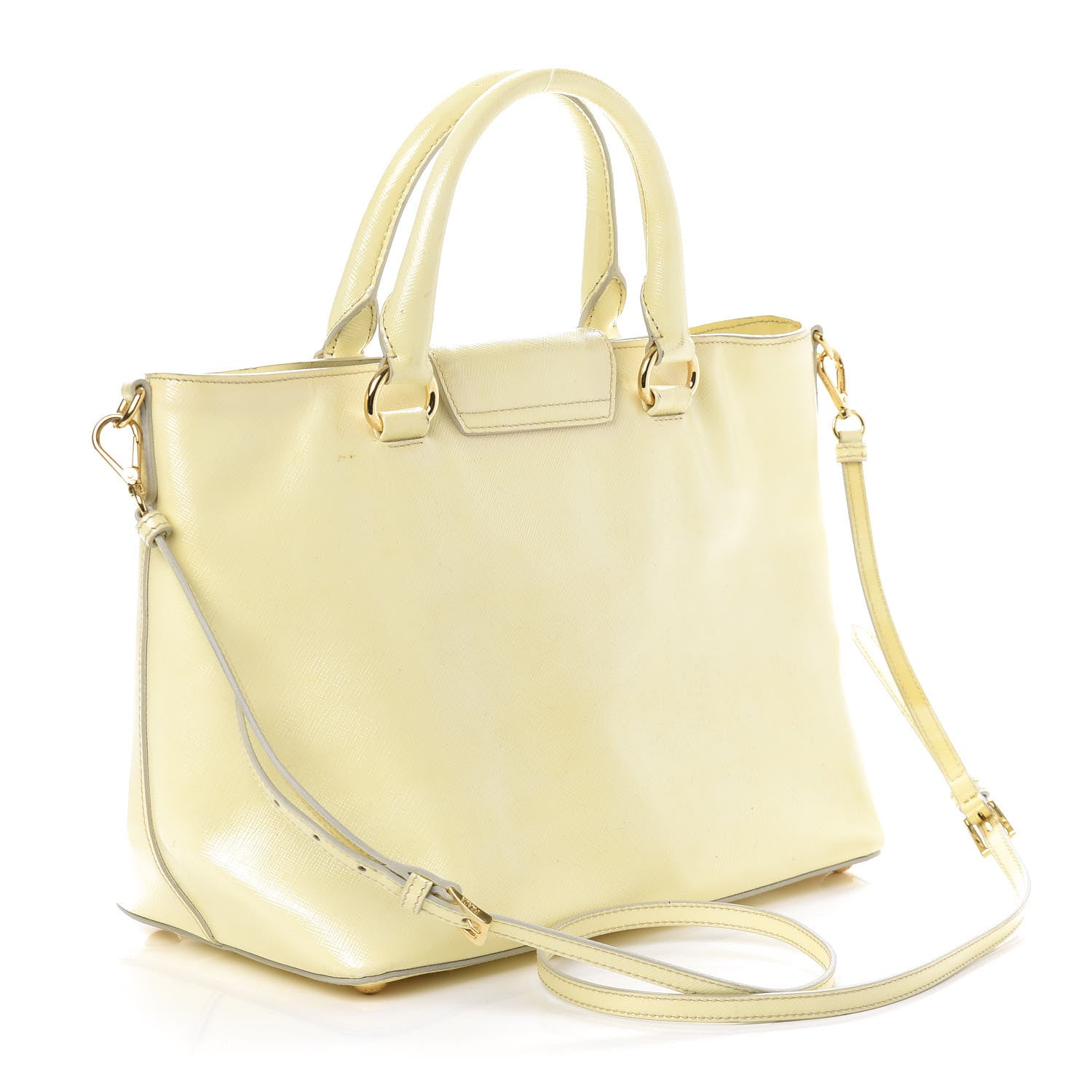 Prada Saffiano Vernice Turn Lock Shopping Tote White 4 of 13