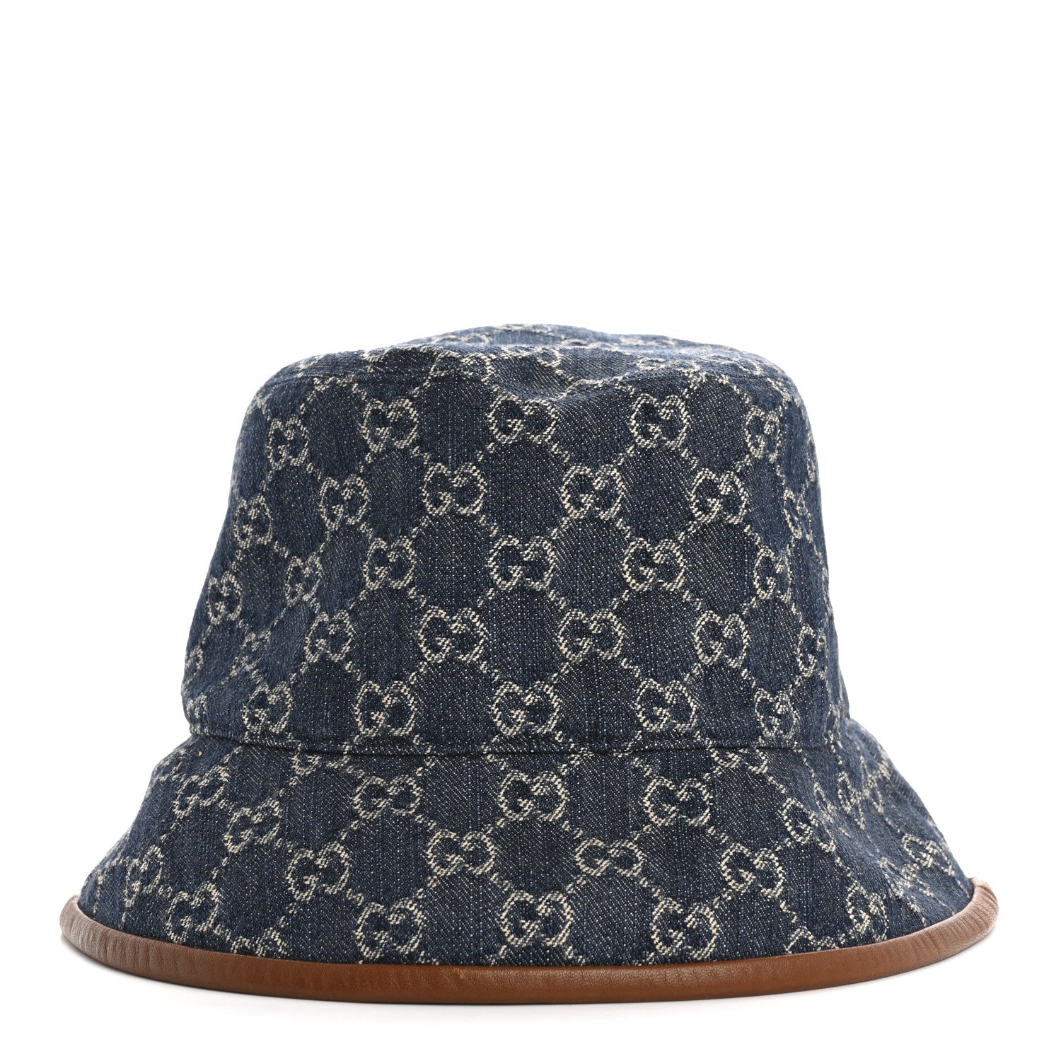 Gucci Washed Jacquard Denim Nappa GG Monogram Oscar Bucket Hat M Denim Cuir 5 of 9