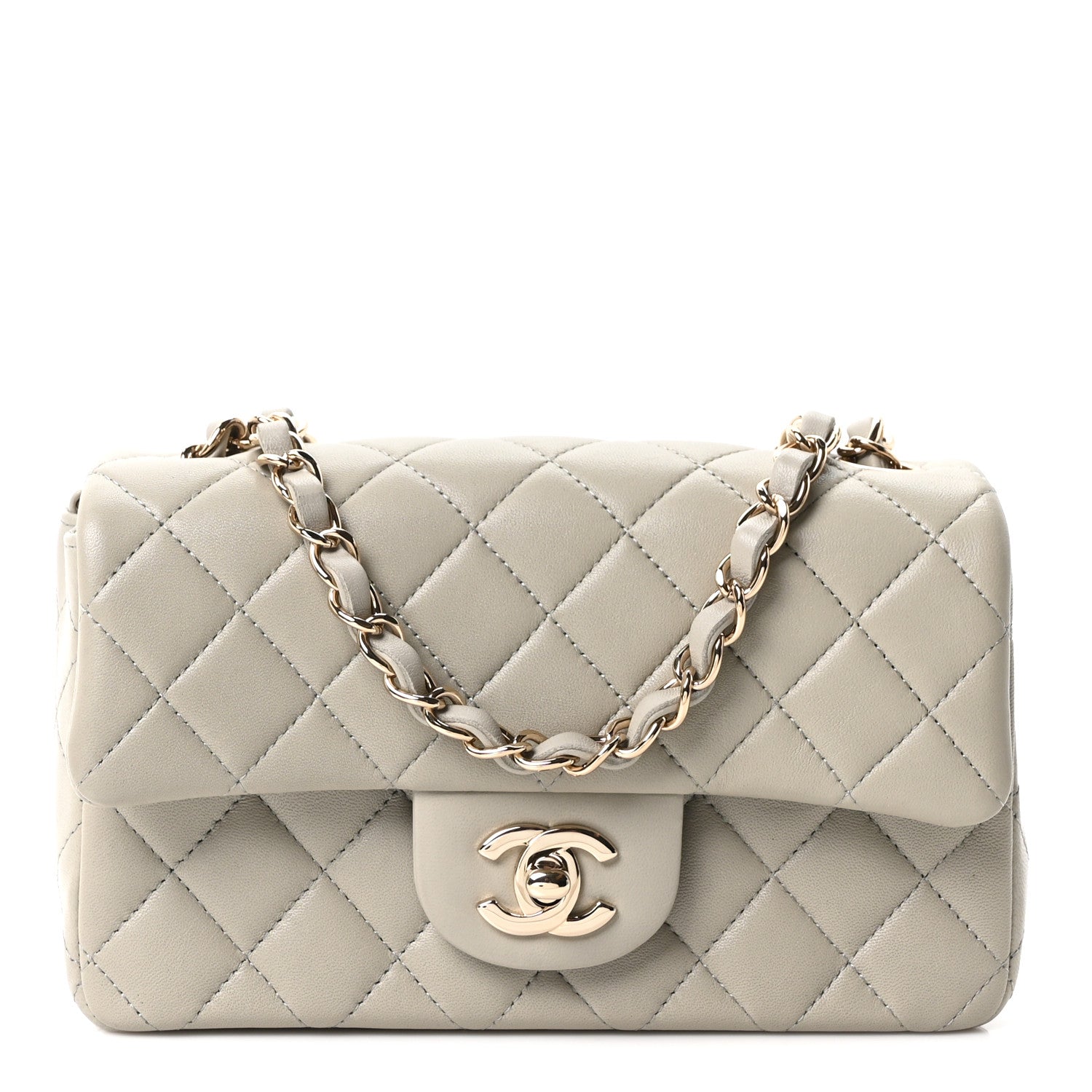 Chanel Lambskin Quilted Mini Rectangular Flap Grey 1 of 11