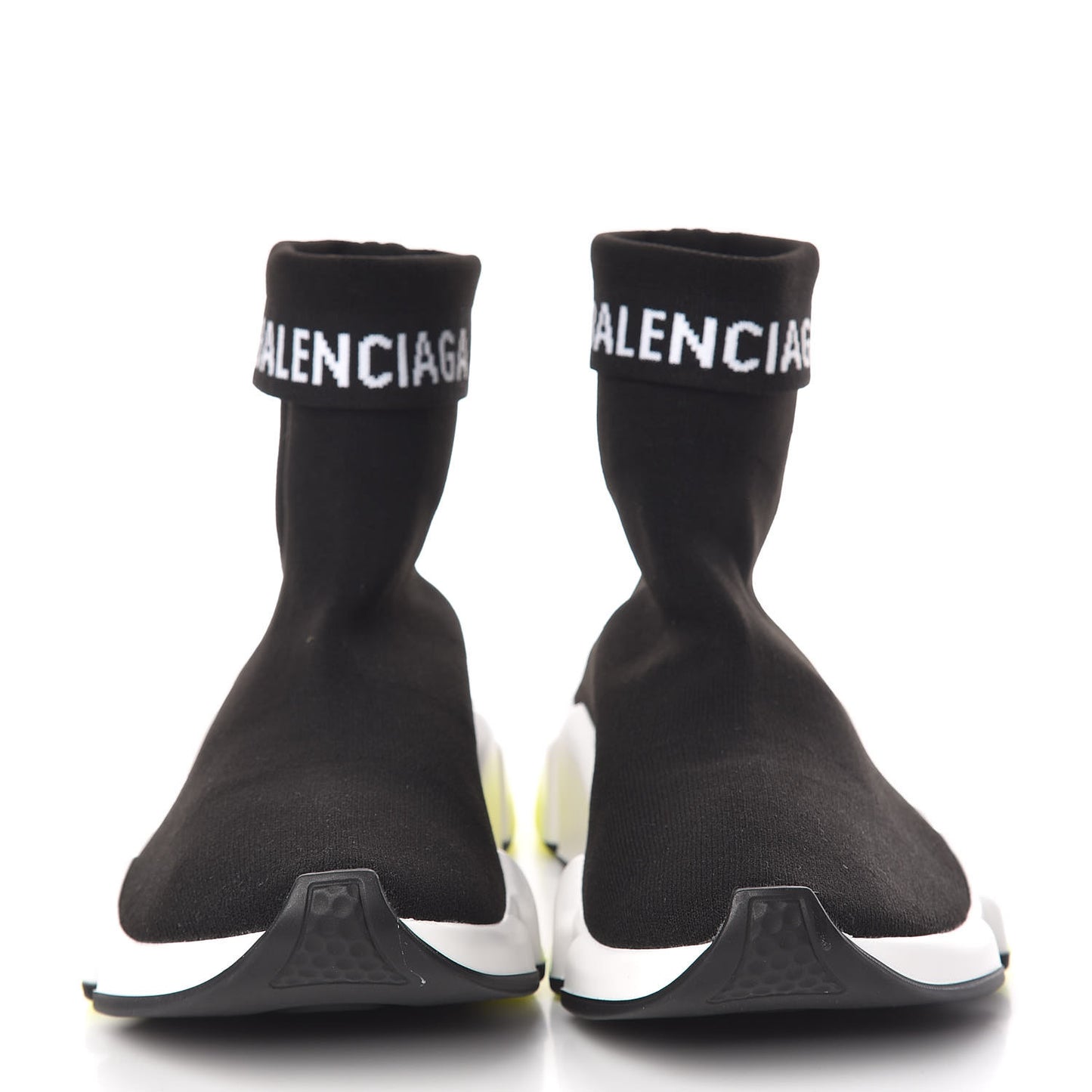 Neoprene Knit Womens Speed Cuffed Sneakers 39 Black White Yellow Fluo