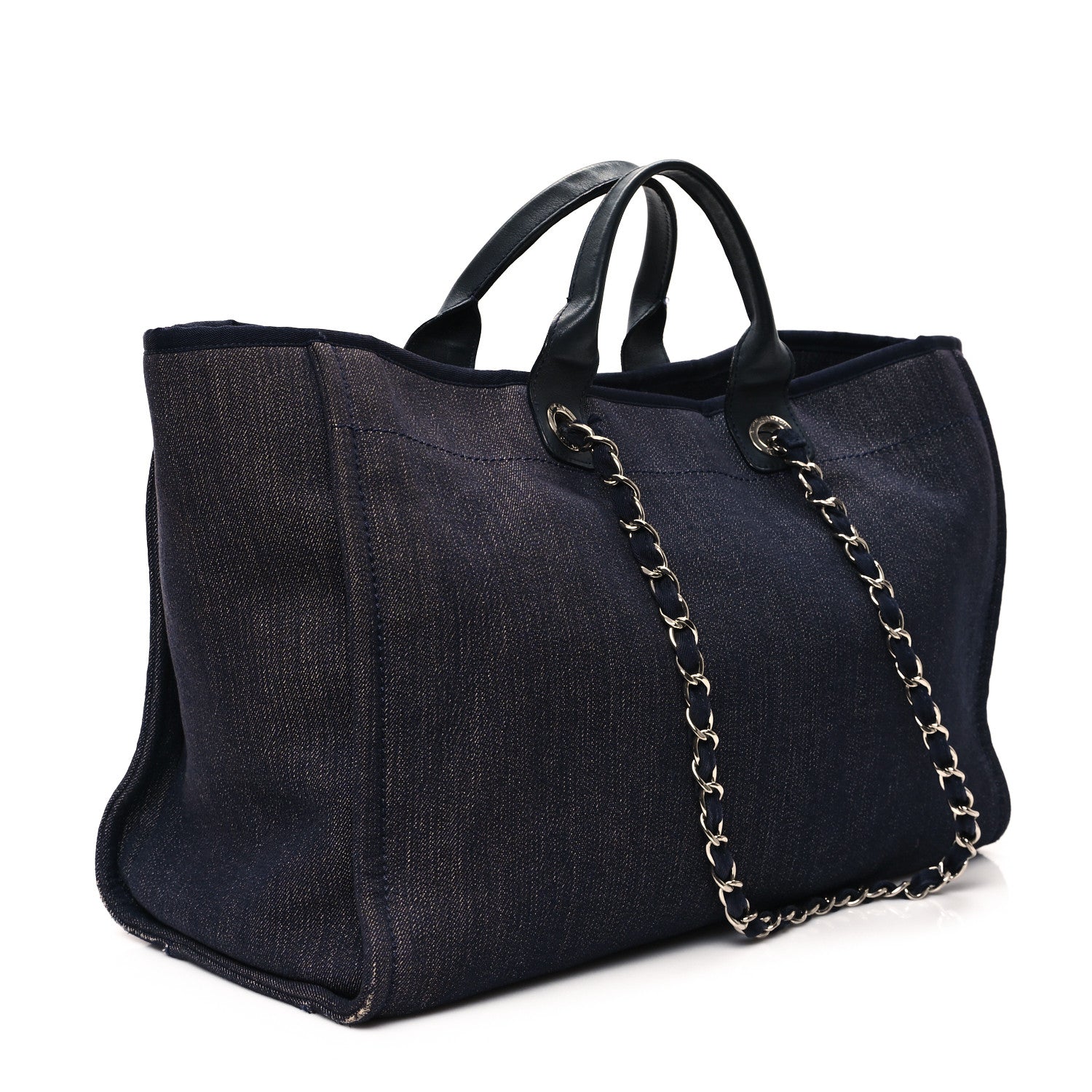 Chanel Denim Large Deauville Tote Blue Orange 3 of 13
