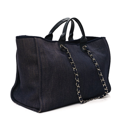 Chanel Denim Large Deauville Tote Blue Orange 3 of 13
