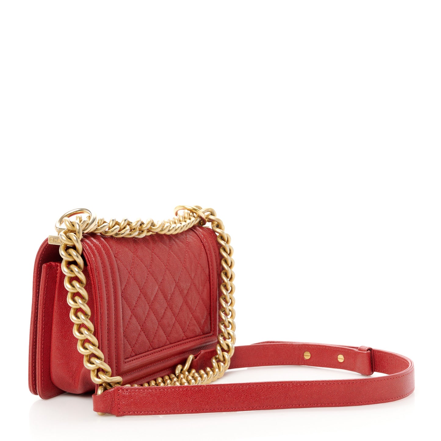 Caviar Quilted Small Boy Flap Red