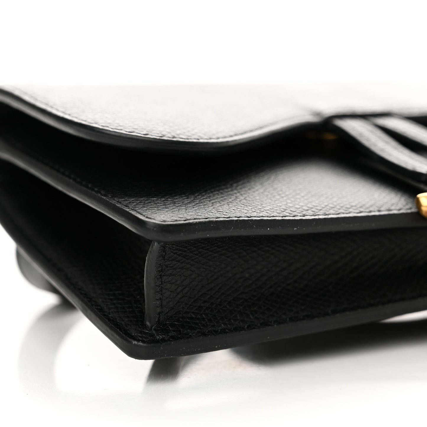 Grained Calfskin Saddle Belt Clutch Black