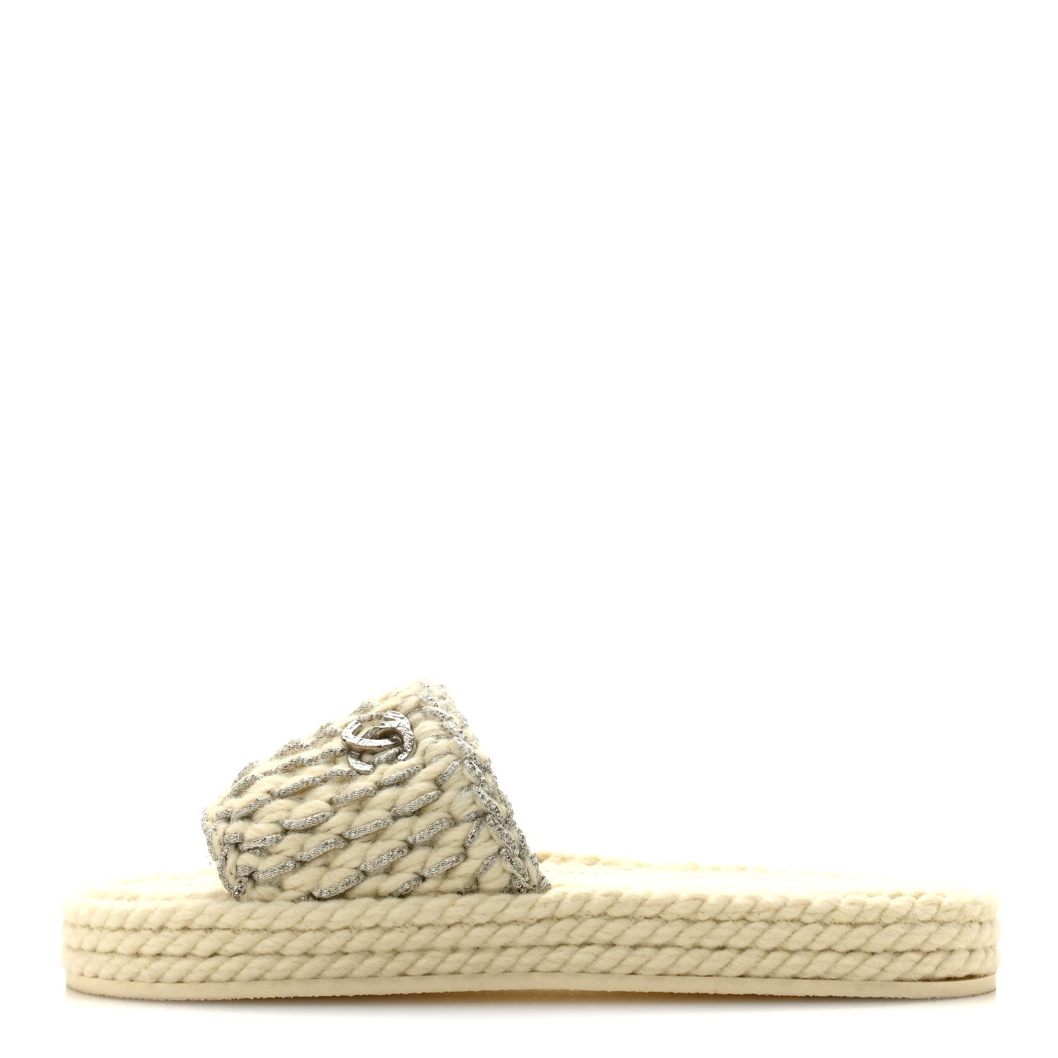 Chanel Braided Knit CC Mules 39 Ecru 1 of 10