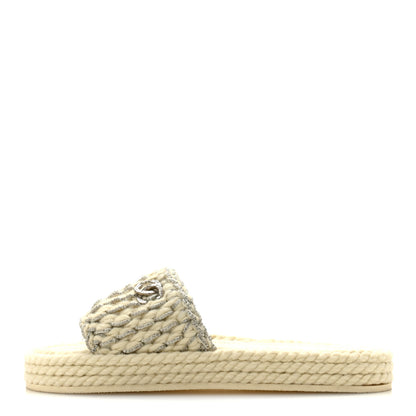 Chanel Braided Knit CC Mules 39 Ecru 1 of 10