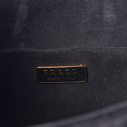 Prada Velluto Ricamo Cahier Shoulder Bag Black 6 of 8