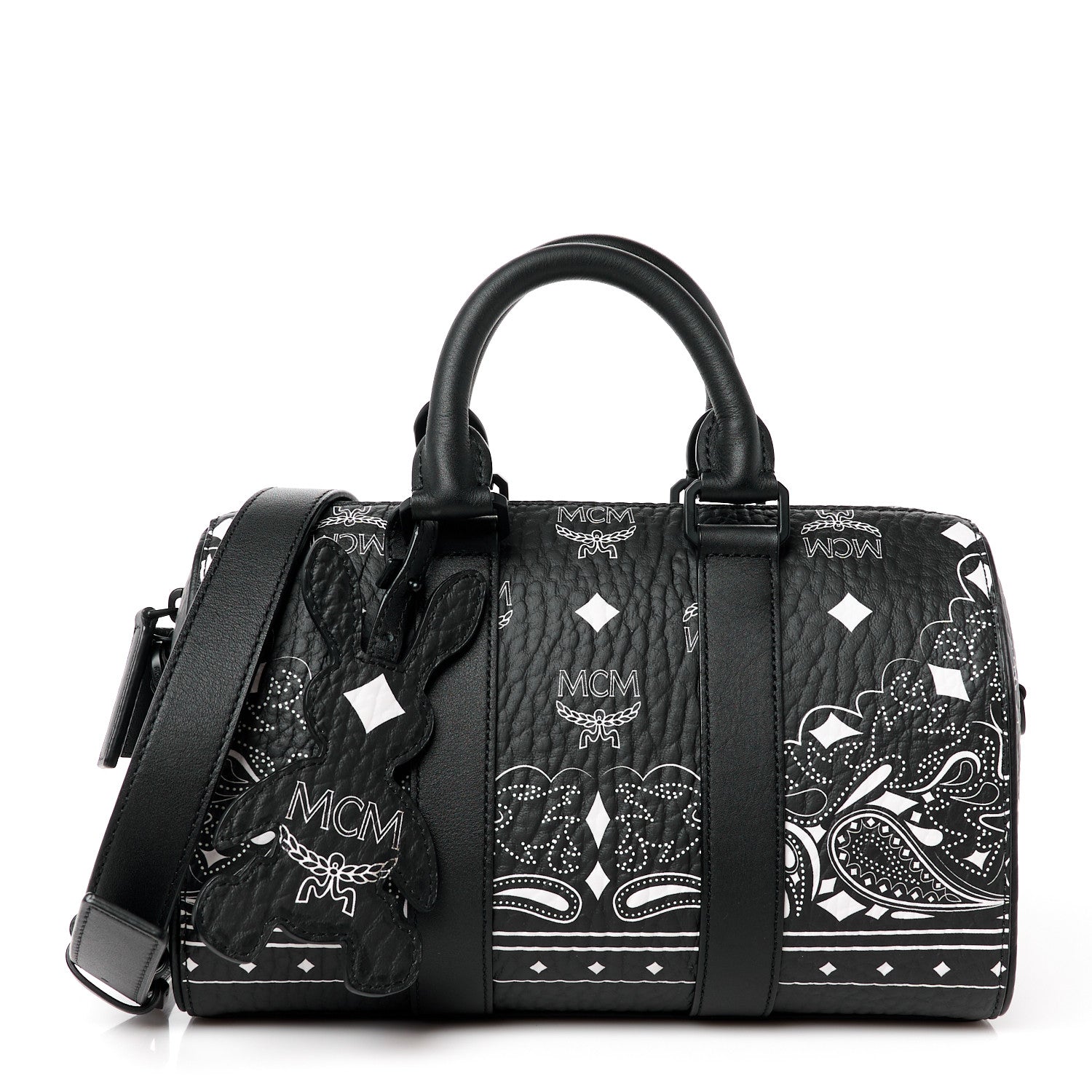 MCM Visetos Bandana Small Aren Boston Bag Black 1 of 12
