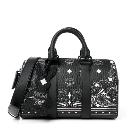 MCM Visetos Bandana Small Aren Boston Bag Black 1 of 12