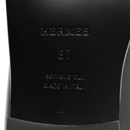 Hermes Calfskin Womens Destin Loafer 37 Black 5 of 9