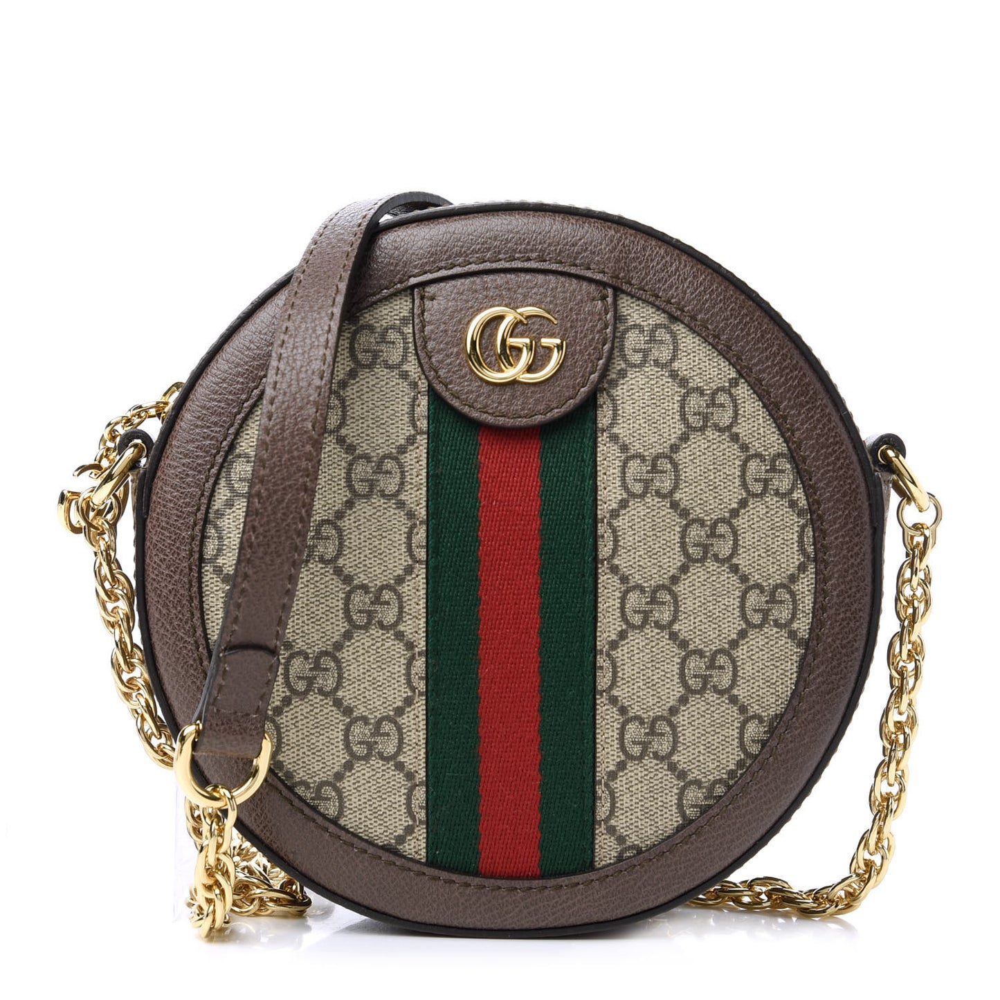 GG Supreme Monogram Web Mini Ophidia Round Shoulder Bag Brown