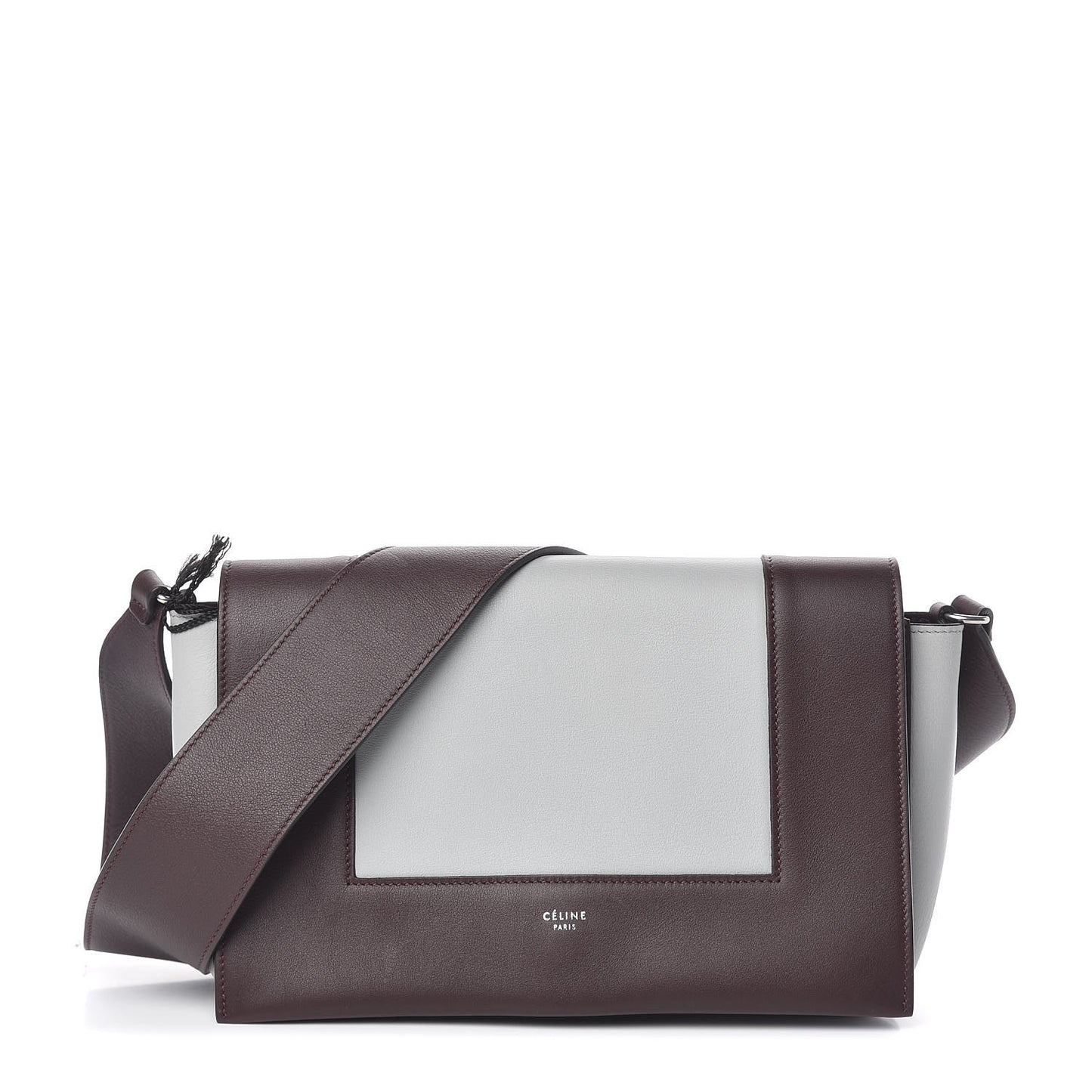 Shiny Smooth Calfskin Medium Frame Shoulder Bag Burgundy Pearl Blue