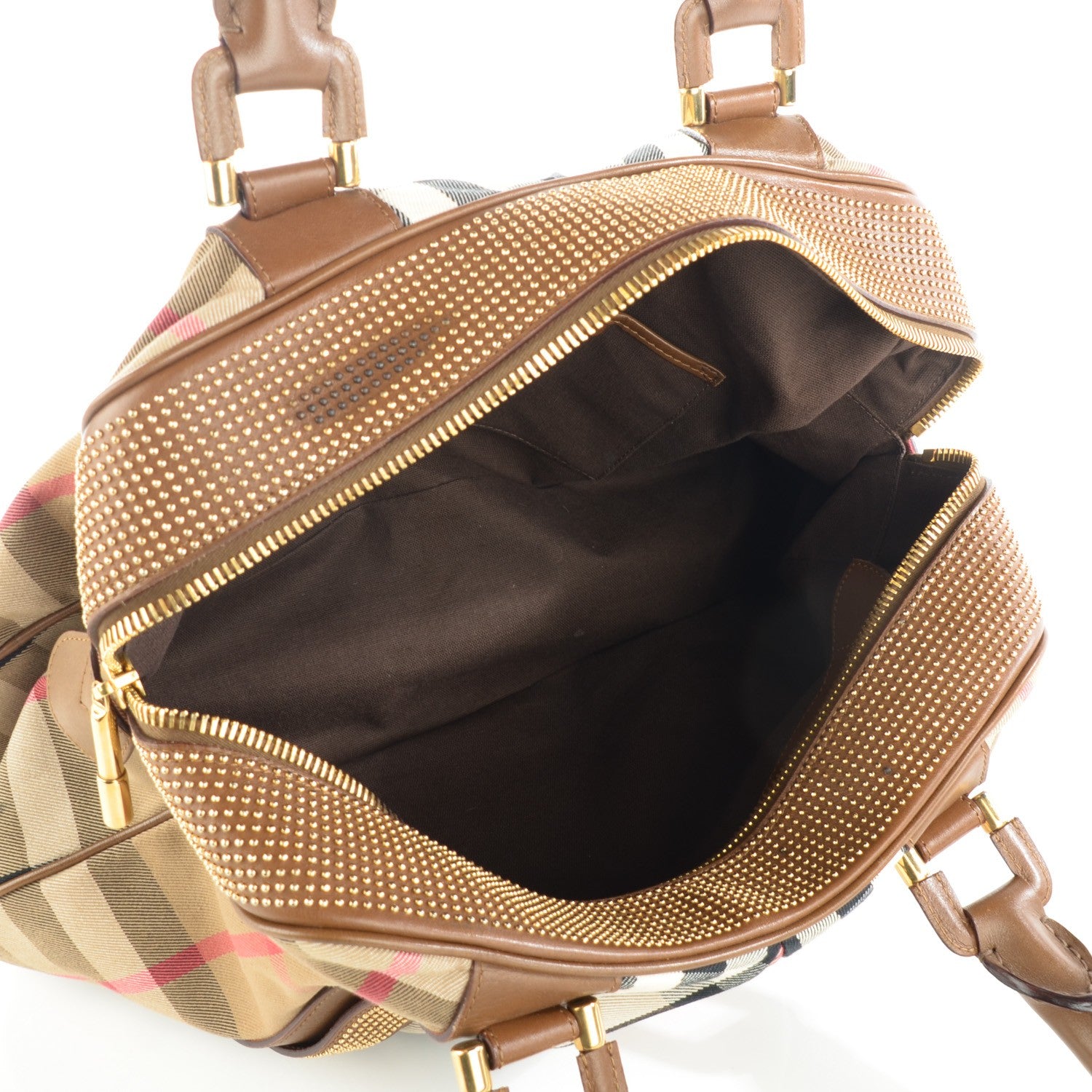 Burberry House Check Studded Knight Satchel Brown 5 of 9