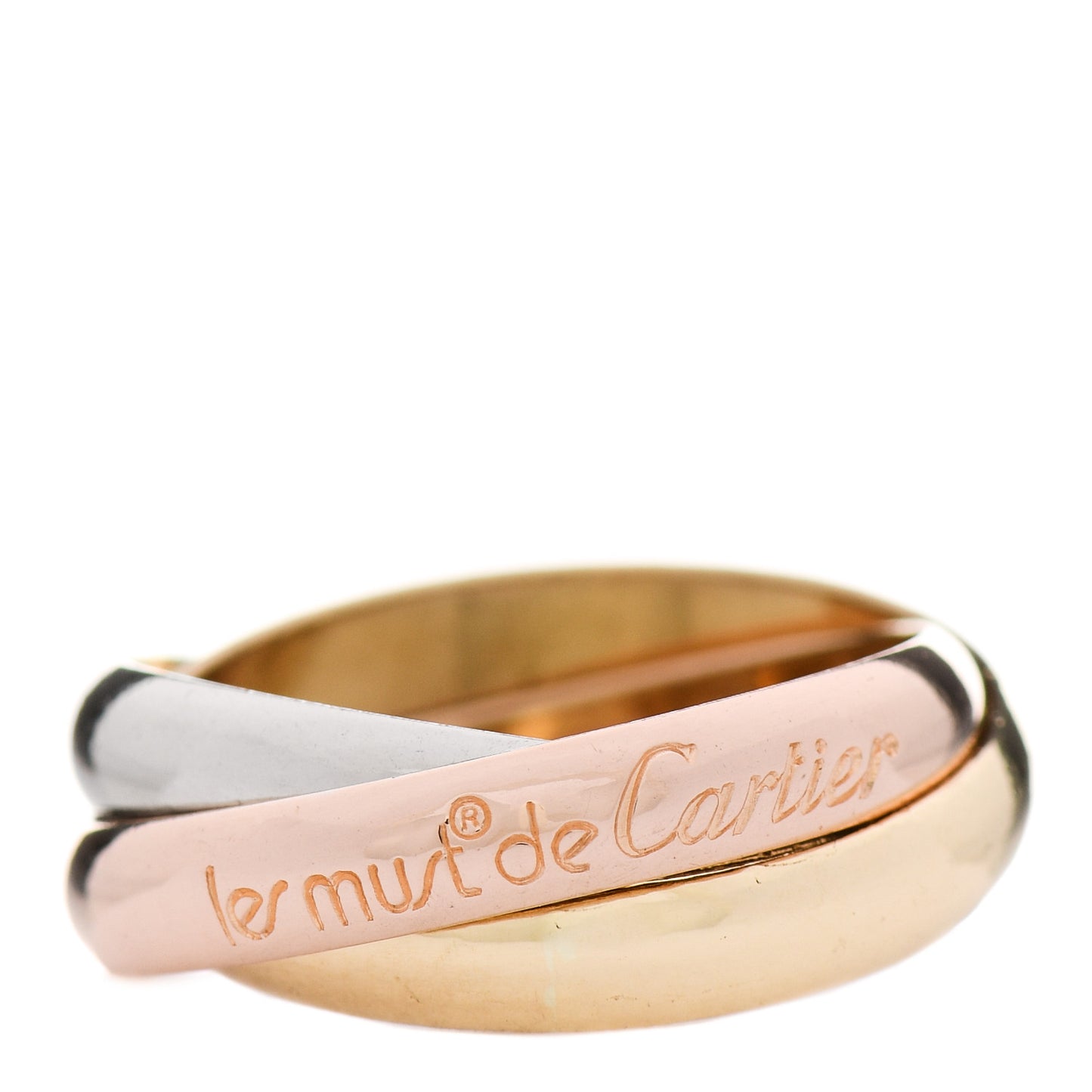 18K Pink Yellow White Gold Classic Les Must De Cartier Trinity Ring 53 6.25