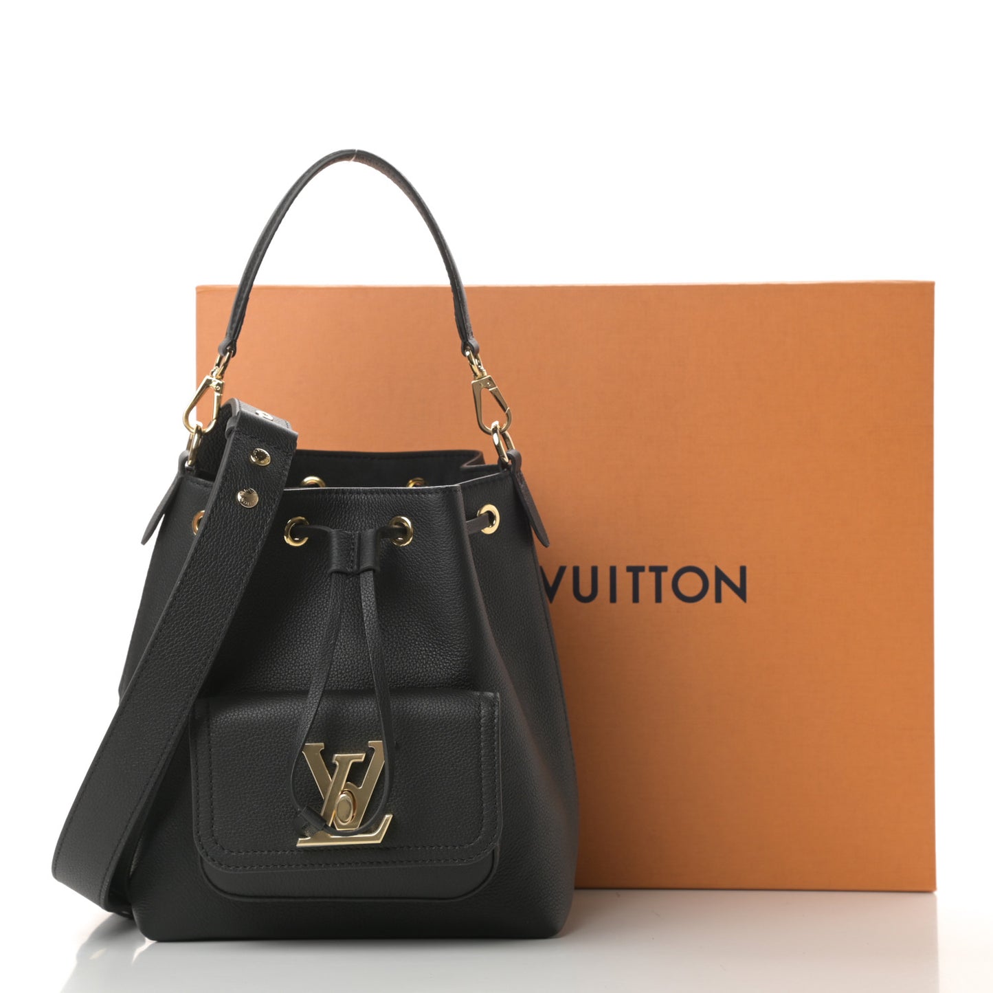 Calfskin Lockme Bucket MM Black