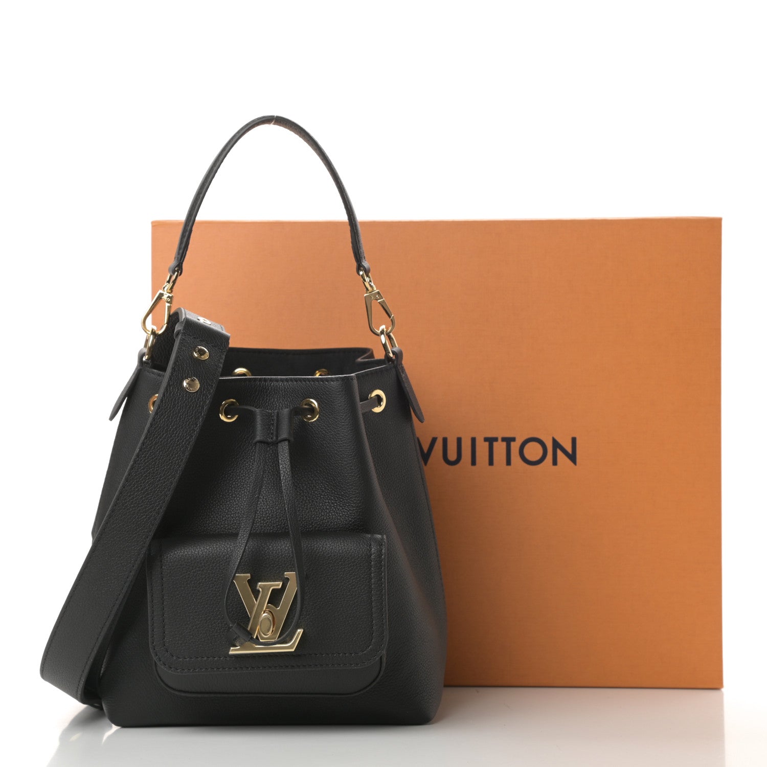 Louis Vuitton Calfskin Lockme Bucket MM Black 11 of 11